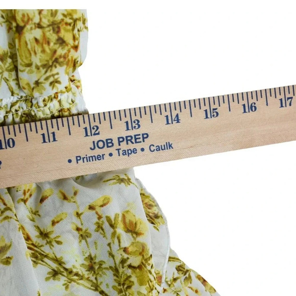 H&M || Multi Tiered Chiffon Flowy Dress Yellow Wildflowers Size 6 Prairie - Picture 7 of 9